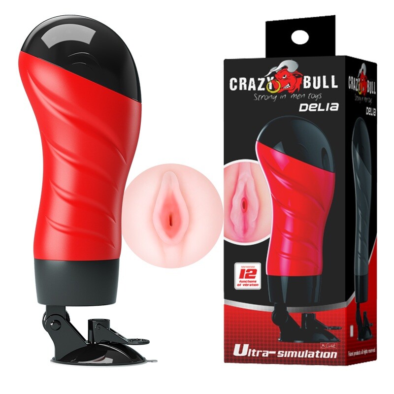 Мастурбатор-вагіна CRAZY BULL Delia в колбі, на присосці, бежевий, 28.3 х 10 см
