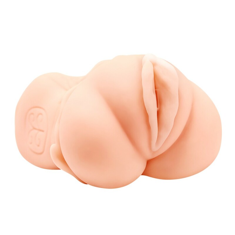 Мастурбатор-вагіна CRAZY BULL 3D Vagina з вібрацією, бежевий, 14 х 6 см - Изображение 4