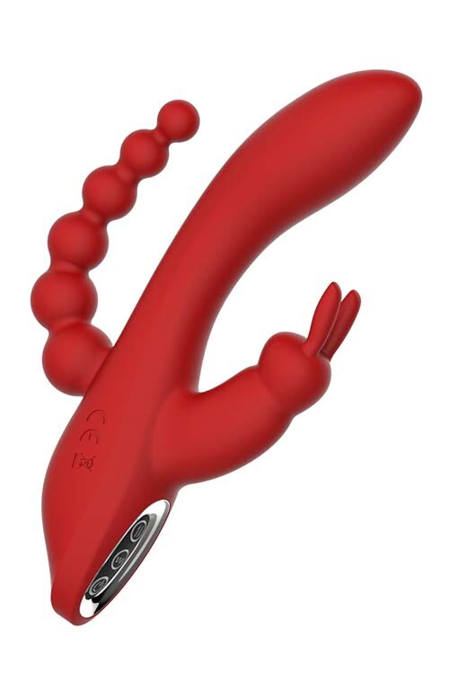 Вібратор-кролик Dream Toys Essentials Hera з анальним ланцюжком, червоний, 21 х 3.5 см - Зображення 3