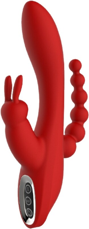 Вібратор-кролик Dream Toys Essentials Hera з анальним ланцюжком, червоний, 21 х 3.5 см