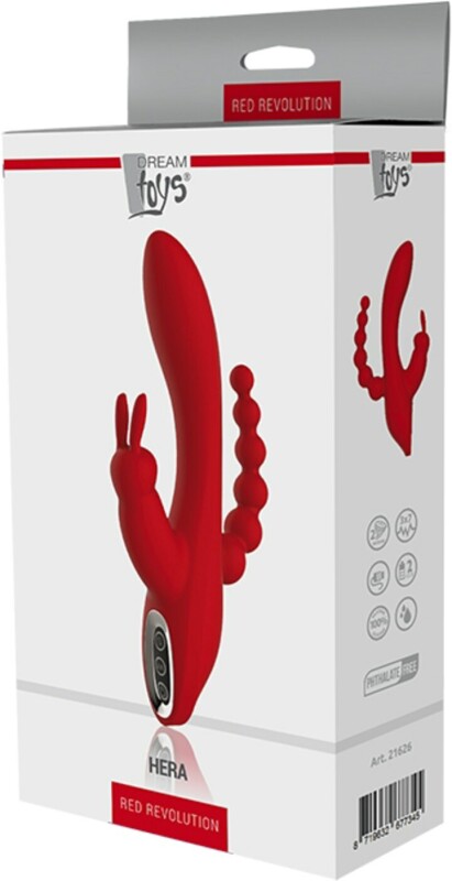 Вібратор-кролик Dream Toys Essentials Hera з анальним ланцюжком, червоний, 21 х 3.5 см - Зображення 1