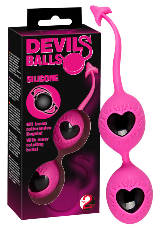 Вагінальні кульки зі зміщеним центром ваги, рожеві, силіконові Devils Balls