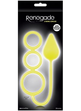 Анальна пробка з трьома ерекційними кільцями жовта RENEGADE 3 RING CIRCUS MEDIUM - Зображення 1