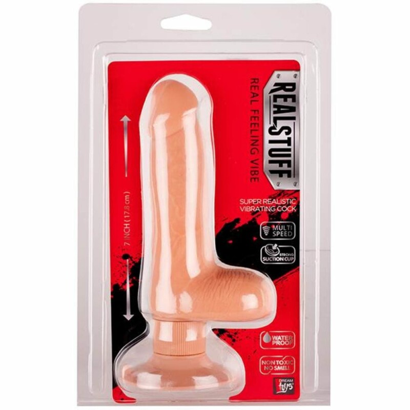Реалістичний вібратор на присоску REALSTUFF 7inch FLESH 17,8 см - Зображення 1