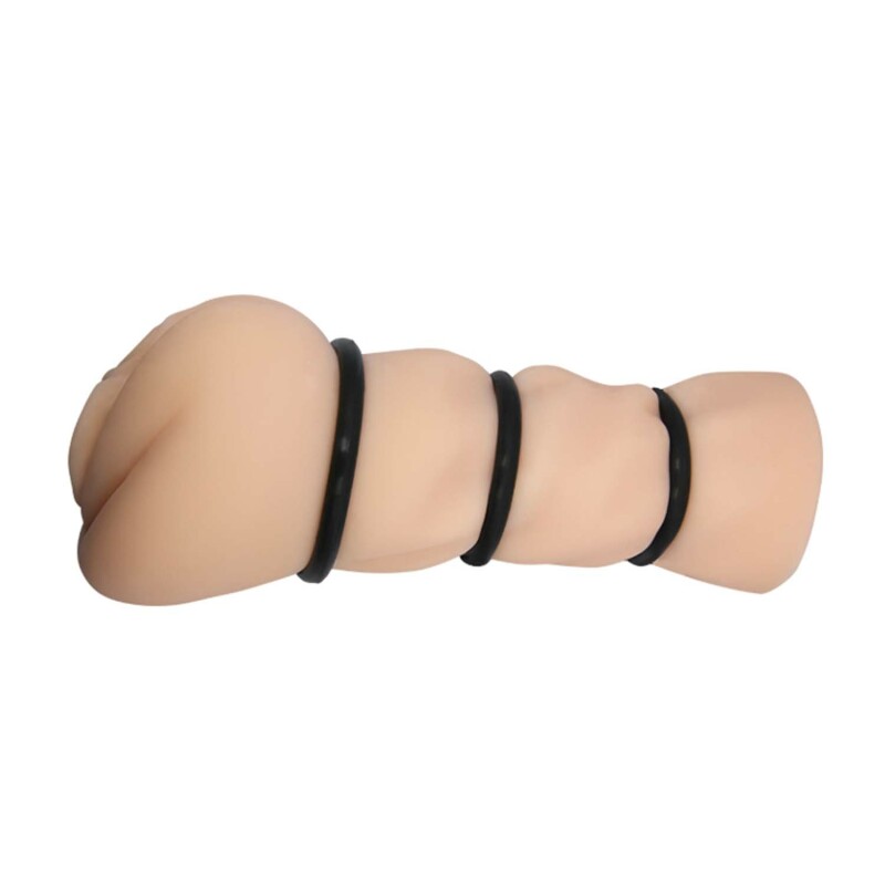 Мастурбатор-вагіна Crazy Bull Pocket Pussy з кільцями, бежевий, 16 х 7.5 см - Зображення 3