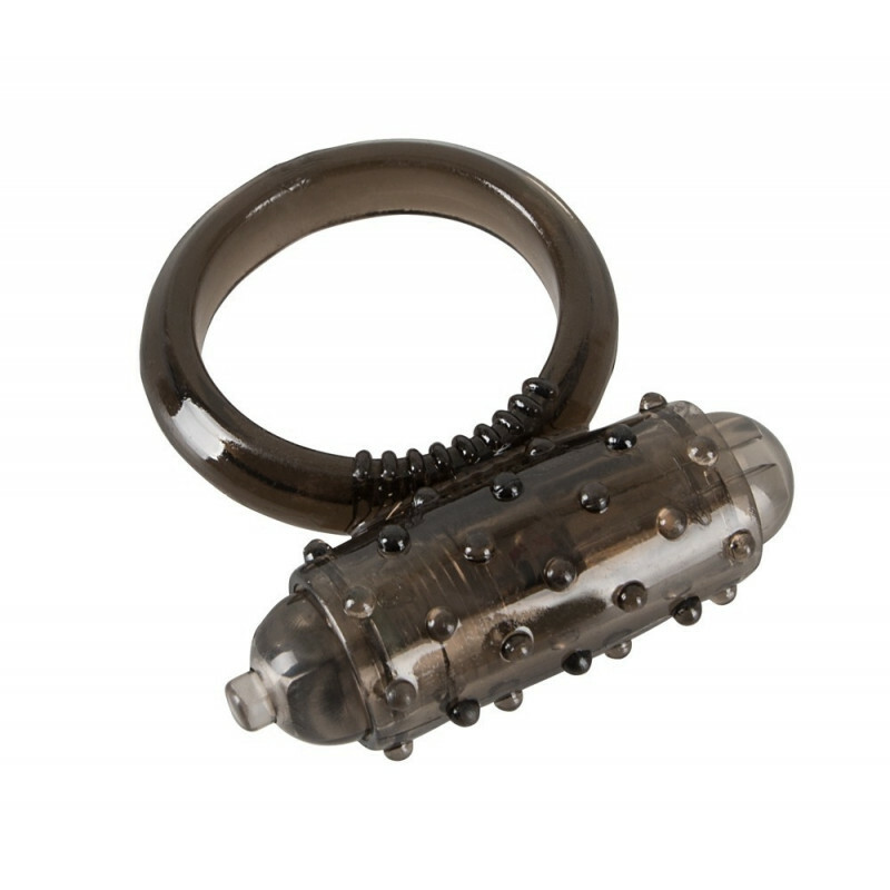Ерекційне кільце чорне Vibro Ring Dark Silicon з вібрацією