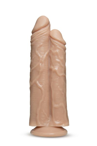 Подвійний фалоімітатор-гігант Blush Dr Skin на присосці, бежевий, 26.6 х 8.2 см