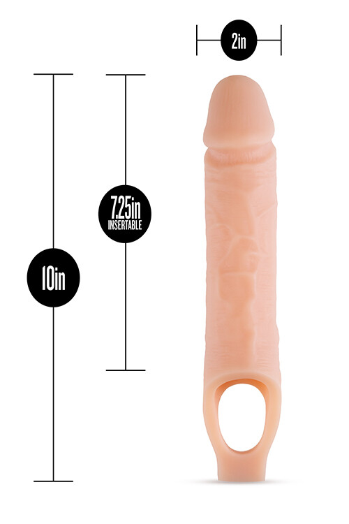 Насадка для пеніса Blush Performance подовжуюча, бежева, 25.4 х 5 см - Зображення 2