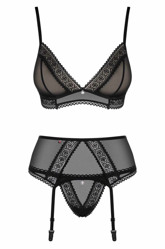 Сексуальний комплект з мережива і сітки S / M, чорний - Изображение 7