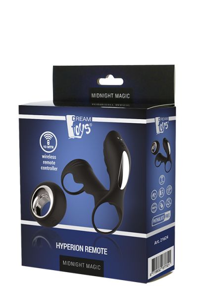 Подвійне ерекційне віброкільце Dream Toys Midnight Magic з пультом, чорне, 10 х 3.2 см - Изображение 1