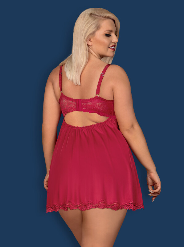 Сорочка з мереживним верхом бордова, XXL - Зображення 6