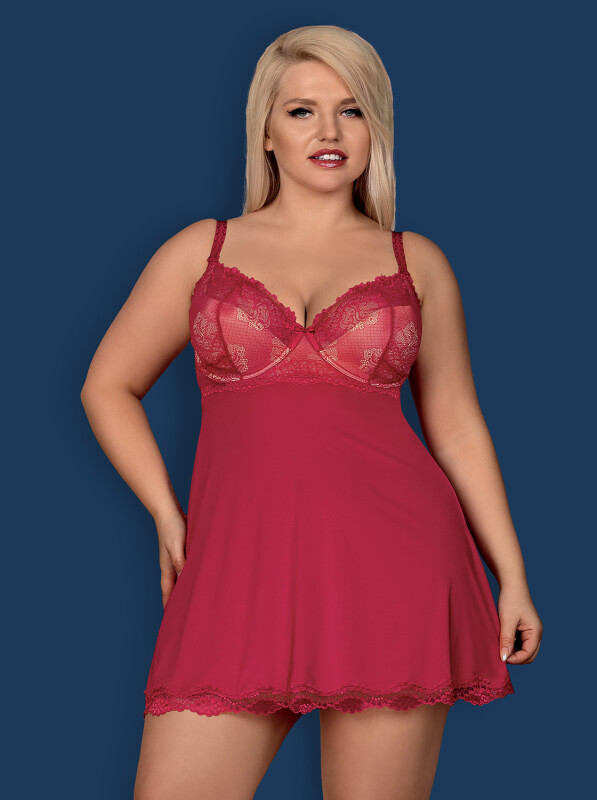 Сорочка з мереживним верхом бордова, XXL - Зображення 5