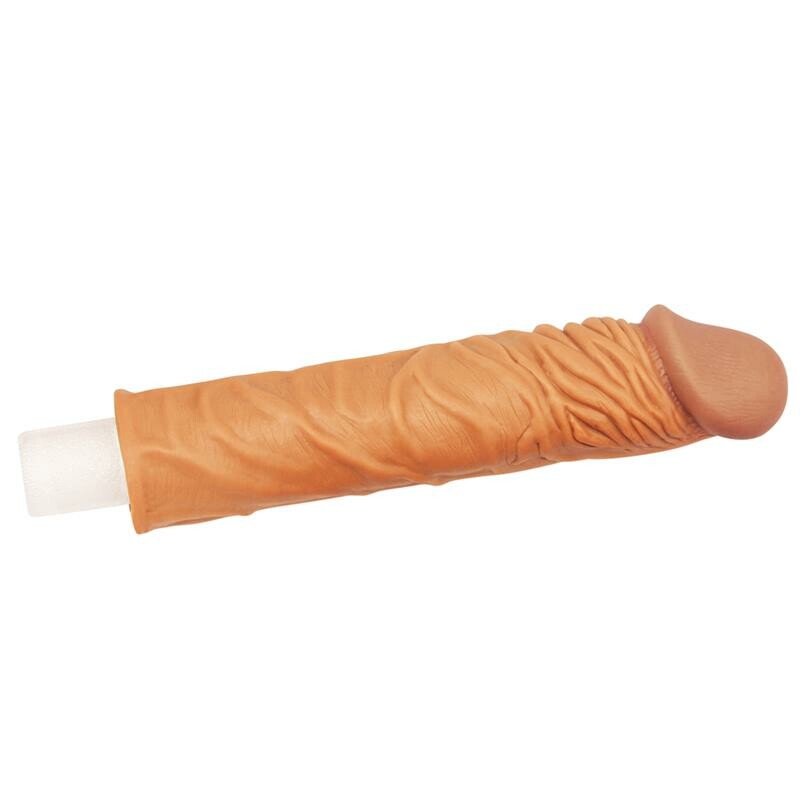 Подовжуюча насадка на пеніс Lovetoy Pleasure X-Tender реалістична, бежева, 17 х 3.9 см - Изображение 2