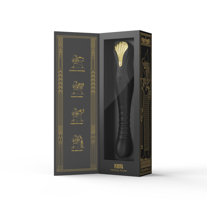 Вібратор з фрикціями  ZALO KING з управлінням зі смартфона, чорний 30.2 см х 4 см - Зображення 9