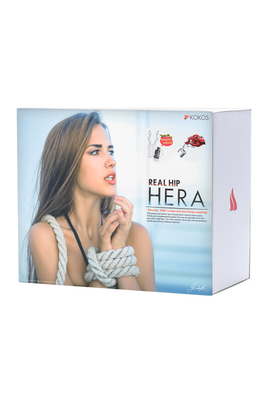 Мастурбатор з двома отворами Kokos Hera Hip Real Deluxe з вібрацією і ротацією, тілесний - Изображение 2