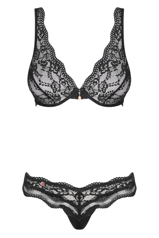 Комплект мереживний Obsessive Luvae чорний, розмір S/M - Изображение 6
