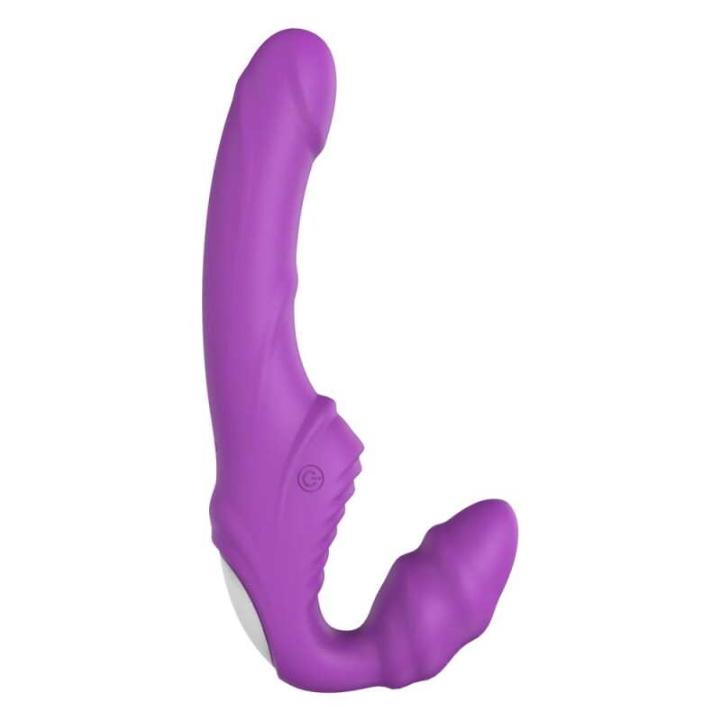 Безремінний вібрострапон Dream Toys Double Dipper фіолетовий, 22 х 3.6 см - Изображение 2