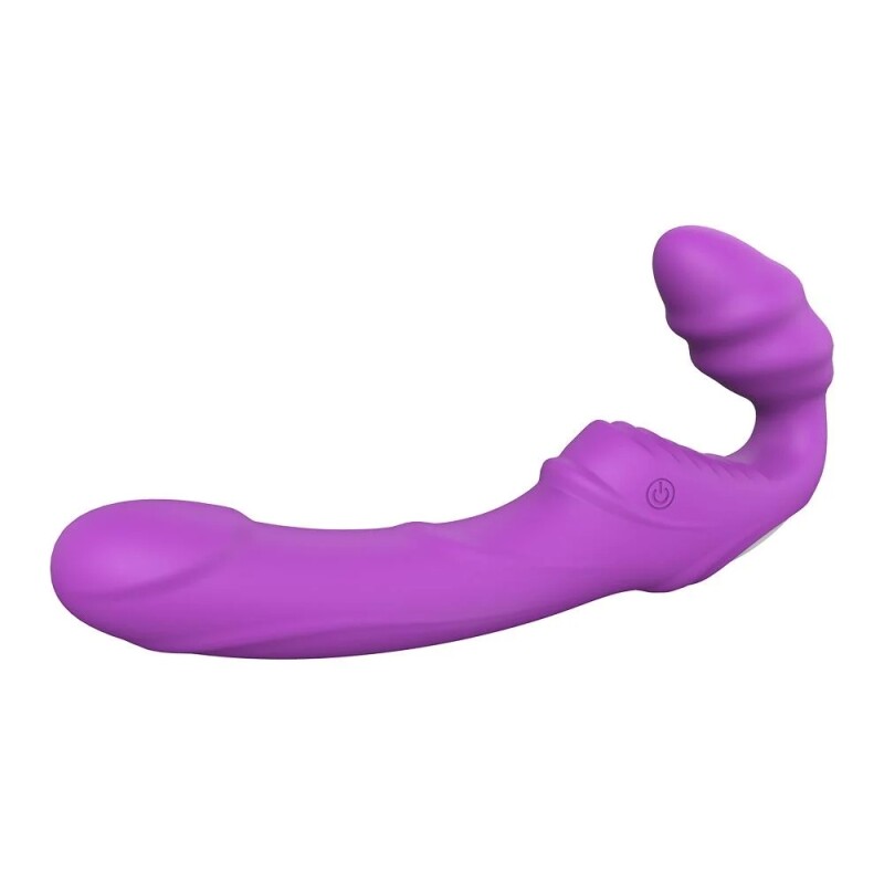 Безремінний вібрострапон Dream Toys Double Dipper фіолетовий, 22 х 3.6 см - Изображение 3