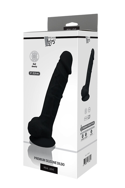 Фалоімітатор термоактивний Dream Toys на присоску, чорний, 23 см х 4 см - Изображение 1