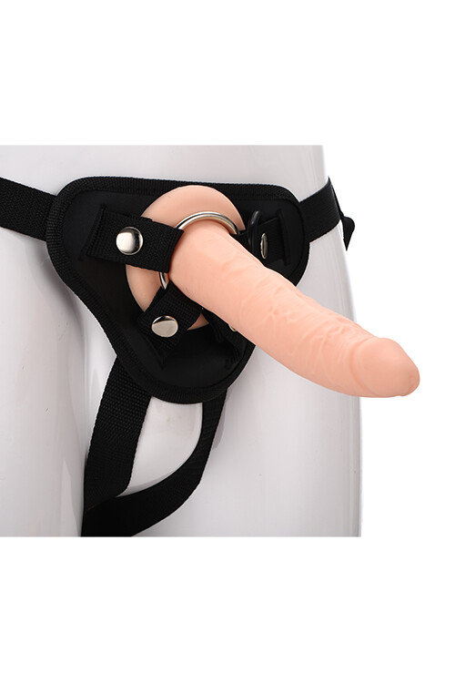 Страпон на трусиках Dreamtoys RealStuff з двома кільцями, чорно-бежевий, 20 х 4 см - Зображення 2