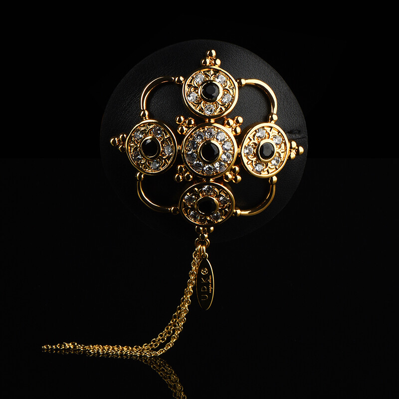 Пестіси з гірським кришталем і цирконієм UPKO Luxury Baroque з італійської шкіри, чорного кольору - Изображение 3