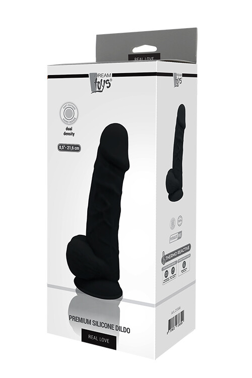 Фалоімітатор на присоску Dream Toys термоактивний, чорний, 22 см х 5.3 см - Зображення 1