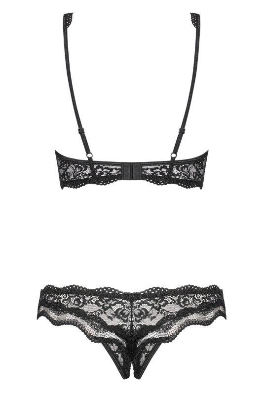 Комплект спідньої білизни Obsessive Luvae мереживний, чорний, L-XL - Изображение 8
