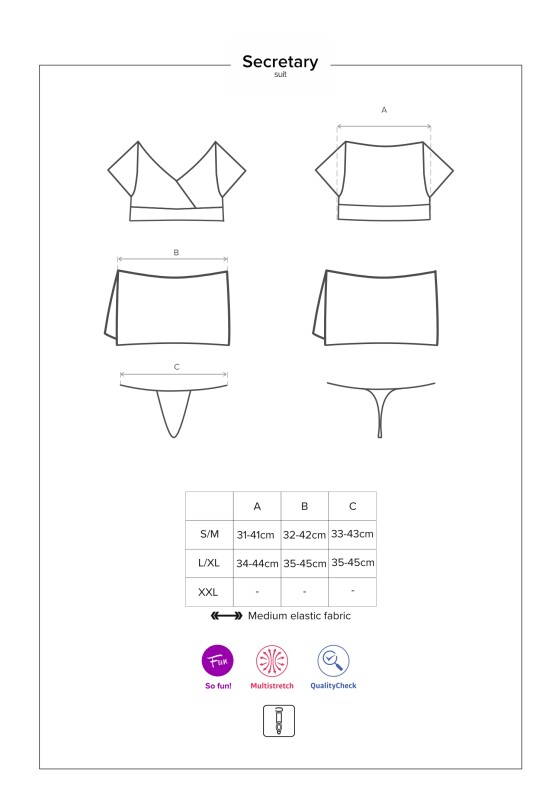 Костюм секретарки 5 предметів біло-чорний, Розмір L / XL - Изображение 5