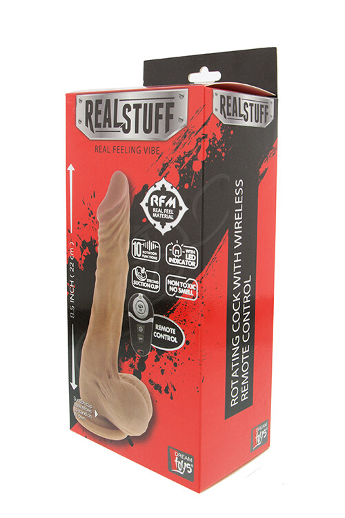 Вібратор з ротацією Dream Toys RealStuff на присоску, тілесний - Изображение 1