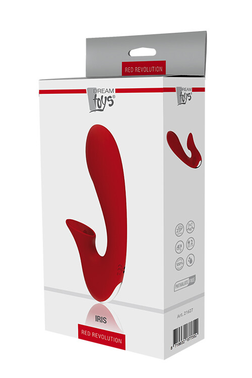 Вібратор Dream Toys з кліторальним стимулятором, червоний - Зображення 6