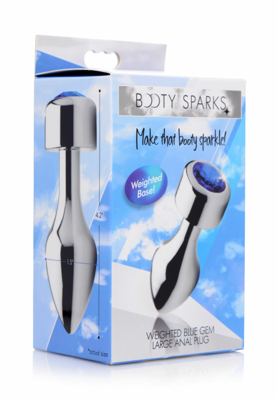 Анальна пробка метал Aluminum Butt Plug With Blue Small - Изображение 3