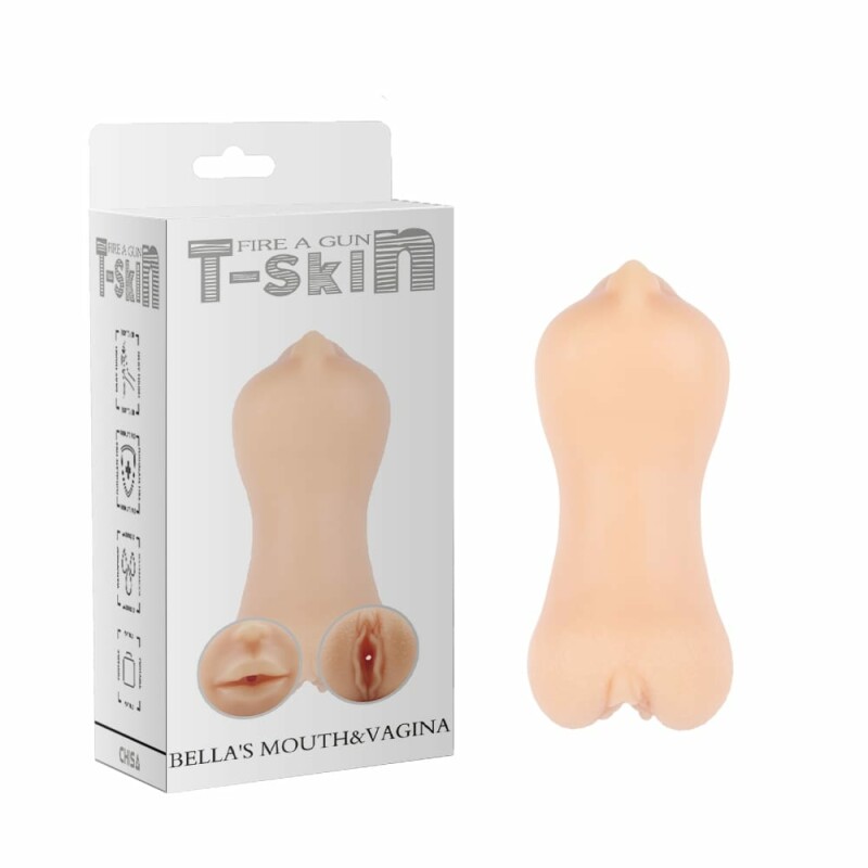 Мастурбатор двосторонній Chisa T-Skin бежевий, 17.5 х 7.7 см