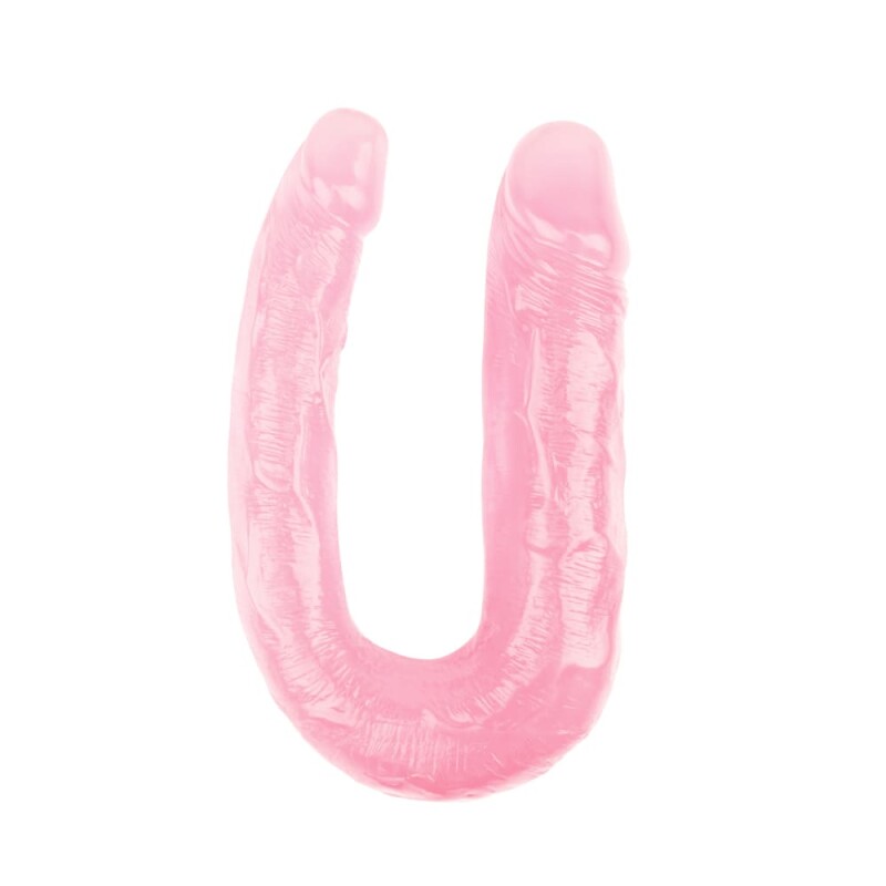 Фалоімітатор подвійний Chisa Hi-Rubber, рожевий, 17 х 3.4/2.5 см - Изображение 1