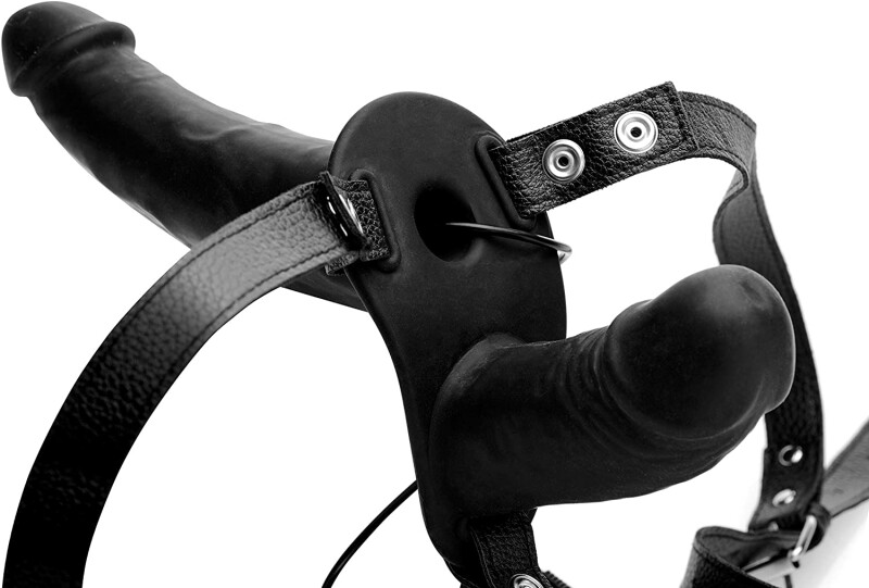 Подвійний страпон з вібрацією, Power Pegger Double Strap-On, чорний - Зображення 2