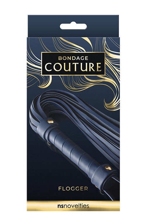 Флоггер (батіг) Bondage Couture з петлею на рукоятці, синя - Зображення 1