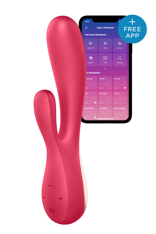 Вибратор-кролик Satisfyer Mono Flex з додактком, червоний, 20.4 х 4.4 см