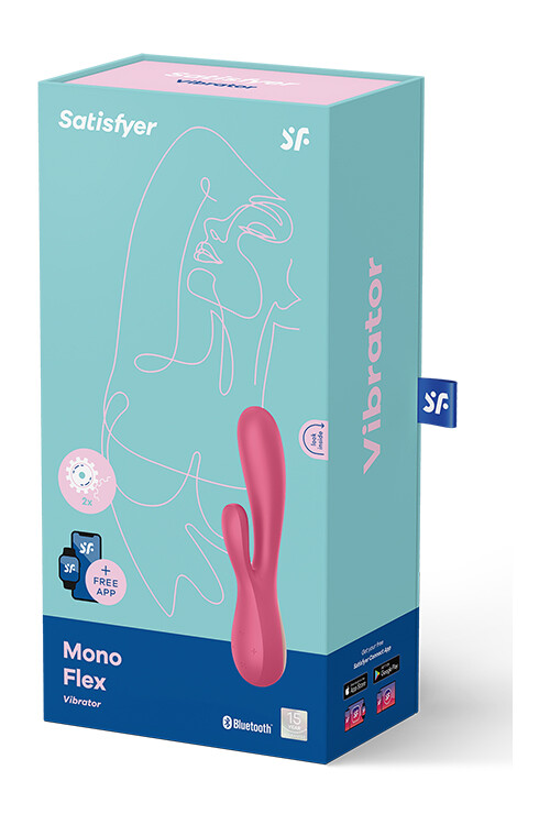 Вибратор-кролик Satisfyer Mono Flex з додактком, червоний, 20.4 х 4.4 см - Зображення 1