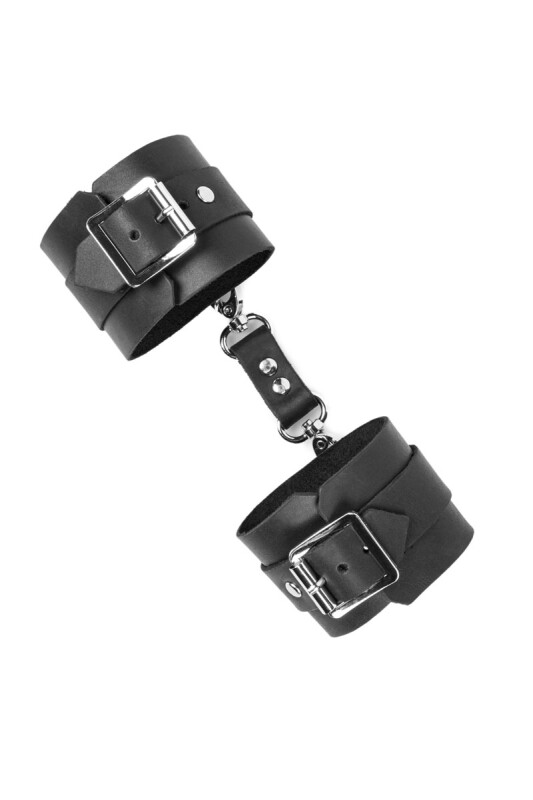 Наручники шкіряні з коротким ремінцем Handcuffs 2 TABOO, чорні, ручної роботи - Изображение 7