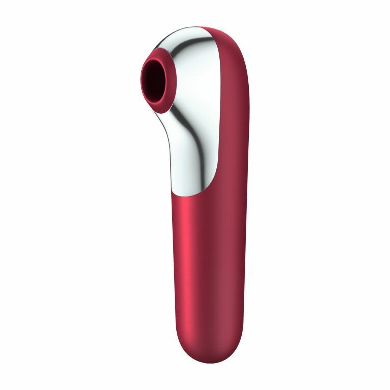 Вакуумний стимулятор Satisfyer Dual Love з вібрацією, з додатком, червоний, 17.9 х 4.9 см