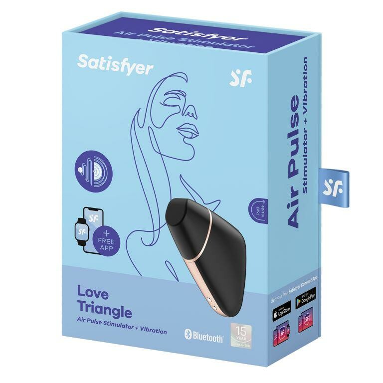 Вакуумний стимулятор з вібрацією Satisfyer Love Triangle з додатком, чорний, 8.7 х 6.7 см - Зображення 1