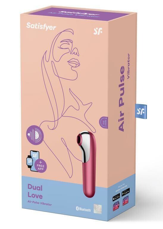 Вакуумний стимулятор Satisfyer Dual Love з вібрацією, з додатком, червоний, 17.9 х 4.9 см - Изображение 1