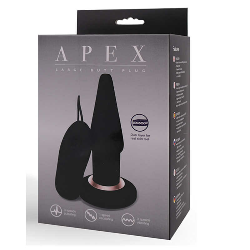 Анал.пробка з вібрацією + пульт APEX BUTT PLUG large BLACK - Зображення 1