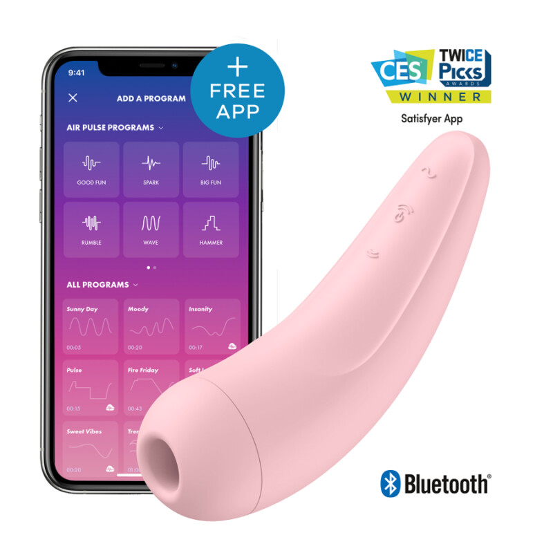 Вакуумний стимулятор Satisfyer Curvy 2 з додатком, рожевий, 13.4 х 4.5 см
