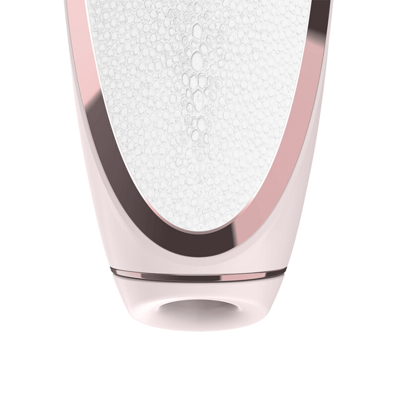 Вакуумний стимулятор Satisfyer Luxury Pret-a-Porter White зі вставкою зі шкіри, рожево-білий, 19.2 х 4 см - Изображение 3