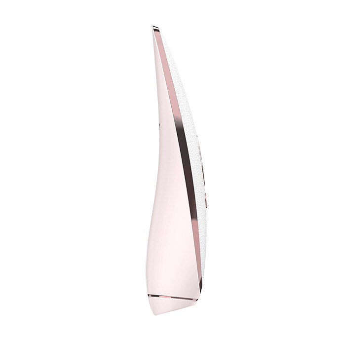 Вакуумний стимулятор Satisfyer Luxury Pret-a-Porter White зі вставкою зі шкіри, рожево-білий, 19.2 х 4 см - Изображение 2