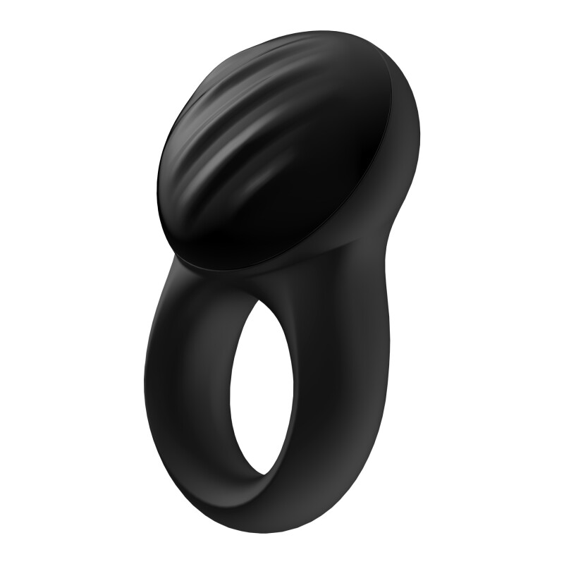 Ерекційне віброкільце Satisfyer Signet Ring з додатком, чорне, 8.3 х 3.4 см - Зображення 2