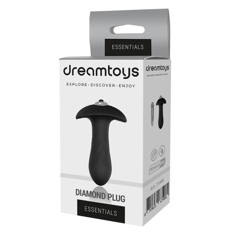Анальний вібратор Dream Toys Diamond з обмежувачем, чорний, 10 х 3 см - Зображення 1