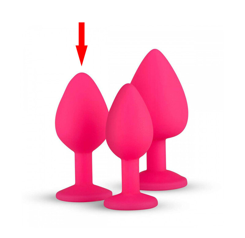 Анальна пробка з каменем EasyToys рожева, 7.9 х 3.3 см, М - Зображення 2