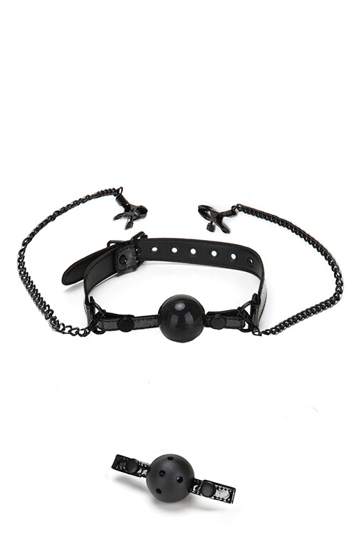 Кляп з затискачами для сосків WHIPSMART DIAMOND BLACK - Изображение 2