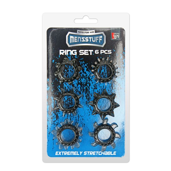 Кільця ерекційні Dream Toys рельєфні, сірі, 1.5 см, ціна за 1 шт - Зображення 1